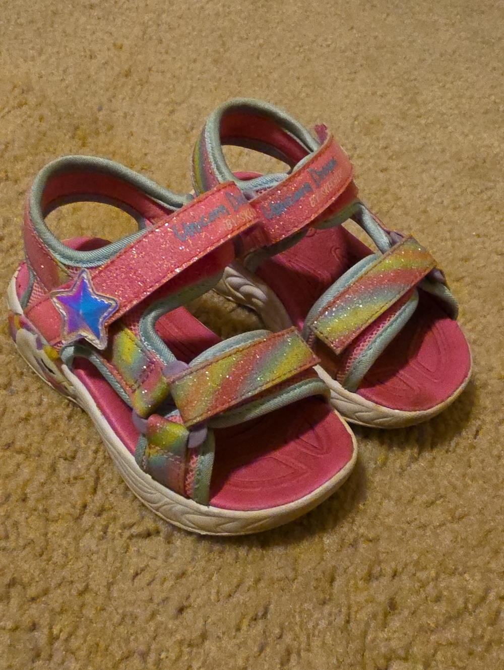 Skechers Kids Rainbow Glitter Strap Sandals - Pink